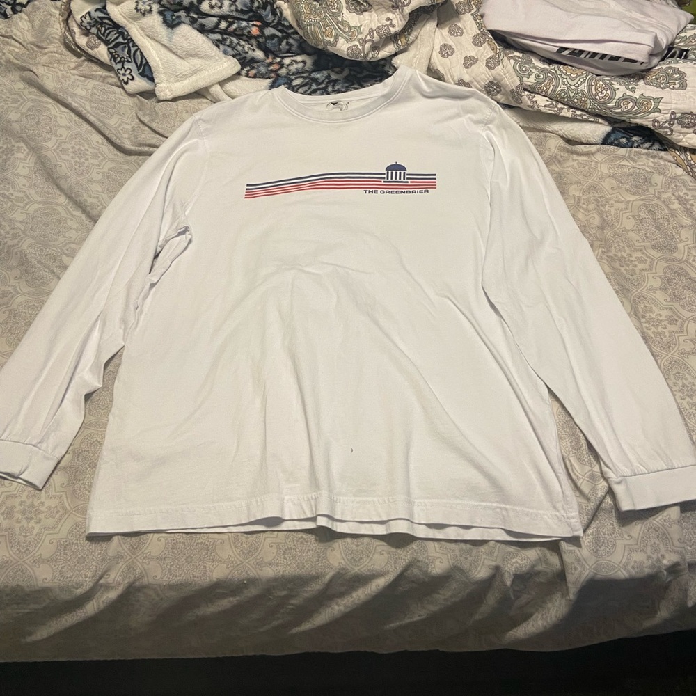 2/$10 | AHEAD | White Long Sleeve T-shirt with the Greenbrier logo